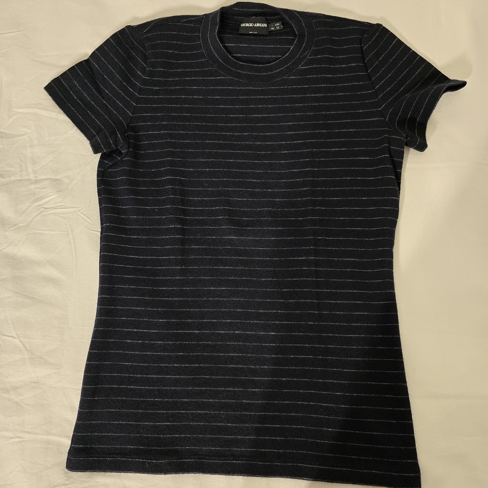 Giorgio Armani Cashmere Knit T-Shirt Sweater Black size 12